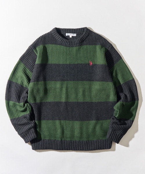 U.S. POLO ASSN.(ユーエスポロアッスン)の「【U.S. POLO ASSN.】ワンポイントロゴ ポニー刺繍 ラグビーストライプ クルーニット RUGBY STRIPES CREW SWE(ニット/セーター・メンズ・ネイビー/パープル/グリーン・S/M/L)」の20枚目の写真
