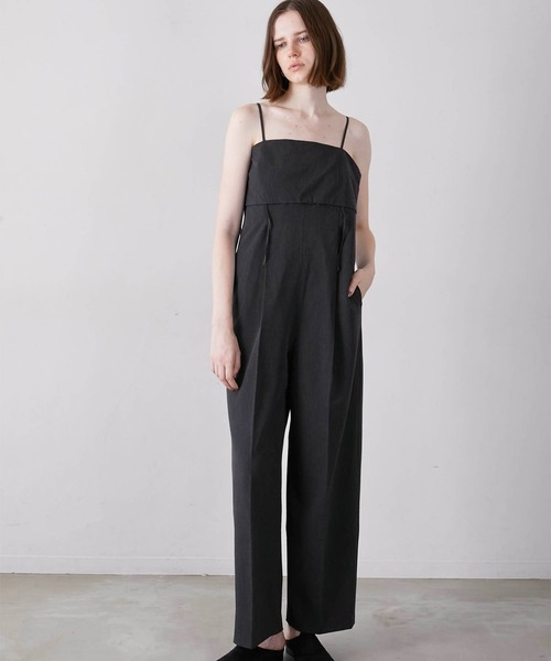 LA PEAU DE GEM（ラポドゥジェム）の「【LA PEAU DE GEM】cocoon cami overalls/コクーンキャミサロペ（サロペット/オーバーオール・レディース・ブラック/グレー・FREE）」の3枚目の写真