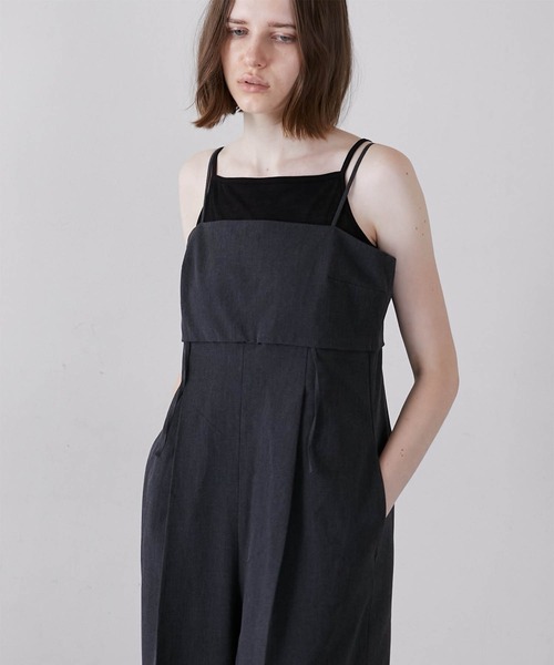 LA PEAU DE GEM（ラポドゥジェム）の「【LA PEAU DE GEM】cocoon cami overalls/コクーンキャミサロペ（サロペット/オーバーオール・レディース・ブラック/グレー・FREE）」の11枚目の写真