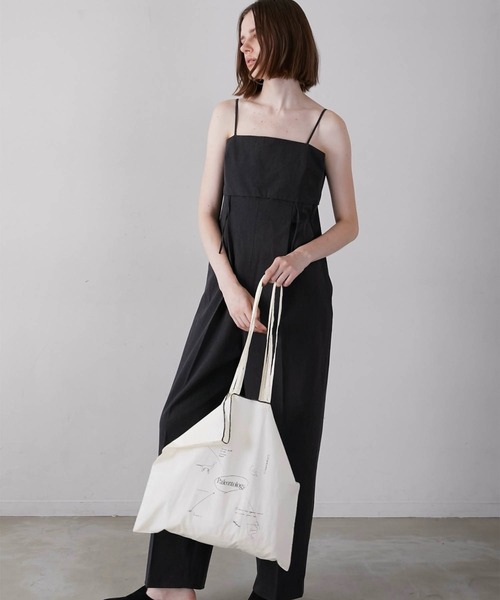 LA PEAU DE GEM（ラポドゥジェム）の「【LA PEAU DE GEM】cocoon cami overalls/コクーンキャミサロペ（サロペット/オーバーオール・レディース・ブラック/グレー・FREE）」の6枚目の写真
