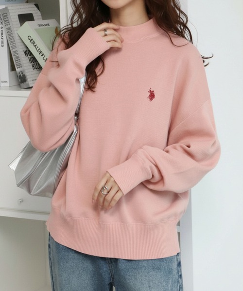 U.S. POLO ASSN.(ユーエスポロアッスン)の「【U.S. POLO ASSN./ユーエスポロアッスン】ロゴ刺繍 スウェットライク クルーネック ニット セーター(ニット/セーター・レディース・モスグリーン/ピンク/オートミール・LL/L/M)」の3枚目の写真