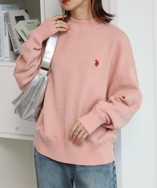 U.S. POLO ASSN.(ユーエスポロアッスン)の「【U.S. POLO ASSN./ユーエスポロアッスン】ロゴ刺繍 スウェットライク クルーネック ニット セーター(ニット/セーター・レディース・モスグリーン/ピンク/オートミール・LL/L/M)」の4枚目の写真