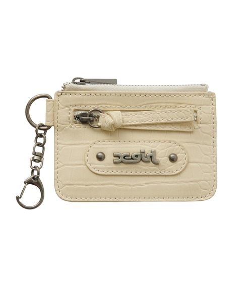 X-girl（エックスガール）の「MILLS LOGO FAUX CROCO CARD CASE（カードケース・レディース・ブラック/ベージュ/ライトパープル・ONE SIZE）」の3枚目の写真