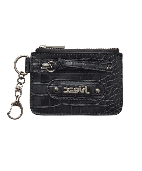 X-girl（エックスガール）の「MILLS LOGO FAUX CROCO CARD CASE（カードケース・レディース・ブラック/ベージュ/ライトパープル・ONE SIZE）」の2枚目の写真