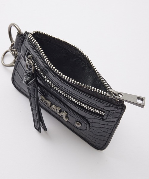 X-girl（エックスガール）の「MILLS LOGO FAUX CROCO CARD CASE（カードケース・レディース・ブラック/ベージュ/ライトパープル・ONE SIZE）」の6枚目の写真