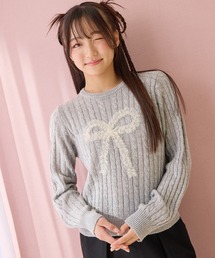 Amourire girl（アムリールガール）の「リボンチュールニットプルオーバー（ニット/セーター）」