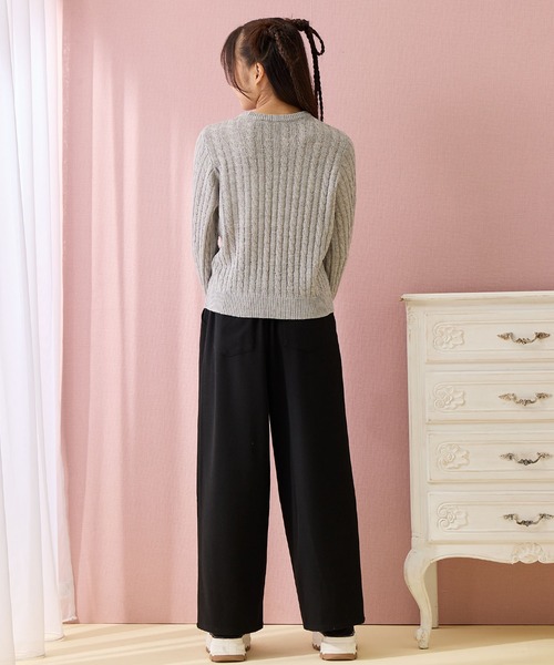 Amourire girl（アムリールガール）の「リボンチュールニットプルオーバー（ニット/セーター・キッズ・オフホワイト/グレー・150cm/140cm/160cm/130cm）」の20枚目の写真