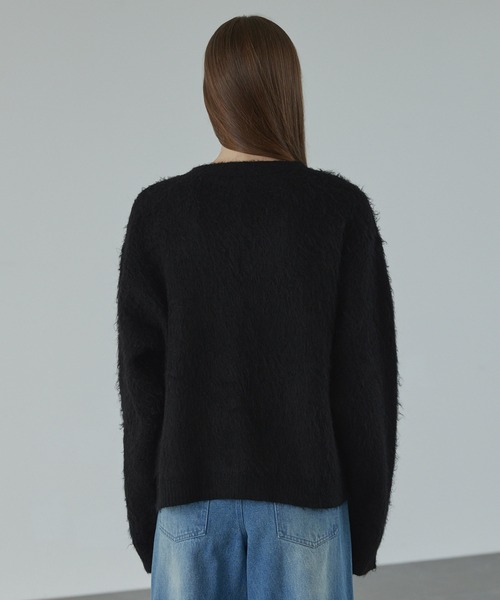 CALLNE】 Mohairmix V-neck Shaggyknit Cardigan / モヘア混Vネック