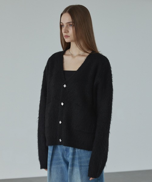 CALLNE】 Mohairmix V-neck Shaggyknit Cardigan / モヘア混Vネック