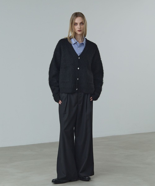 CALLNE（カルネ）の「【CALLNE】 Mohairmix V-neck Shaggyknit Cardigan / モヘア混Vネックシャギーニットカーディガン（カーディガン/ボレロ・メンズ・グレー/ブラック・L/M）」の10枚目の写真