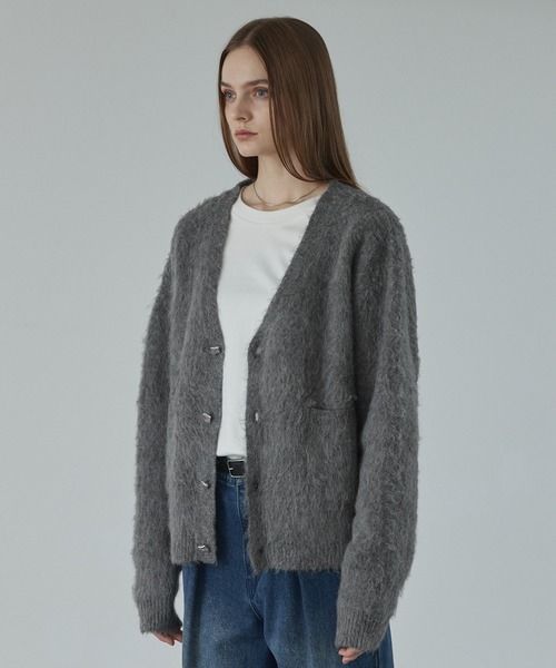 CALLNE（カルネ）の「【CALLNE】 Mohairmix V-neck Shaggyknit Cardigan / モヘア混Vネックシャギーニットカーディガン（カーディガン/ボレロ・メンズ・グレー/ブラック・L/M）」の12枚目の写真