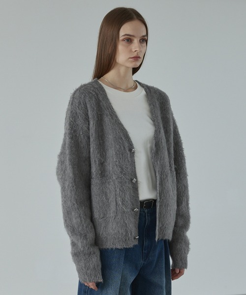 CALLNE（カルネ）の「【CALLNE】 Mohairmix V-neck Shaggyknit Cardigan / モヘア混Vネックシャギーニットカーディガン（カーディガン/ボレロ・メンズ・グレー/ブラック・L/M）」の16枚目の写真