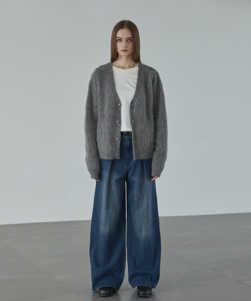 CALLNE（カルネ）の「【CALLNE】 Mohairmix V-neck Shaggyknit Cardigan / モヘア混Vネックシャギーニットカーディガン（カーディガン/ボレロ・メンズ・グレー/ブラック・L/M）」の21枚目の写真