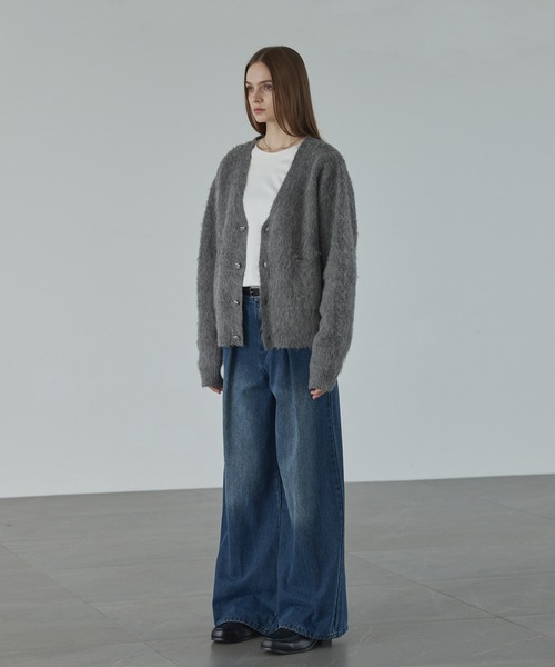 CALLNE（カルネ）の「【CALLNE】 Mohairmix V-neck Shaggyknit Cardigan / モヘア混Vネックシャギーニットカーディガン（カーディガン/ボレロ・メンズ・グレー/ブラック・L/M）」の22枚目の写真