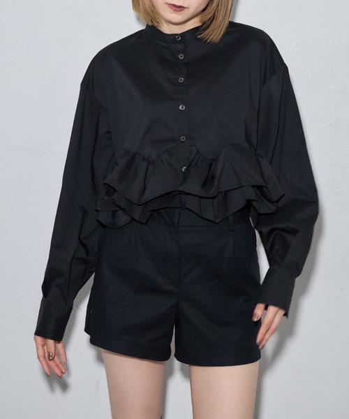 セール】裾フリルクロップドシャツ（シャツ/ブラウス）｜leimn