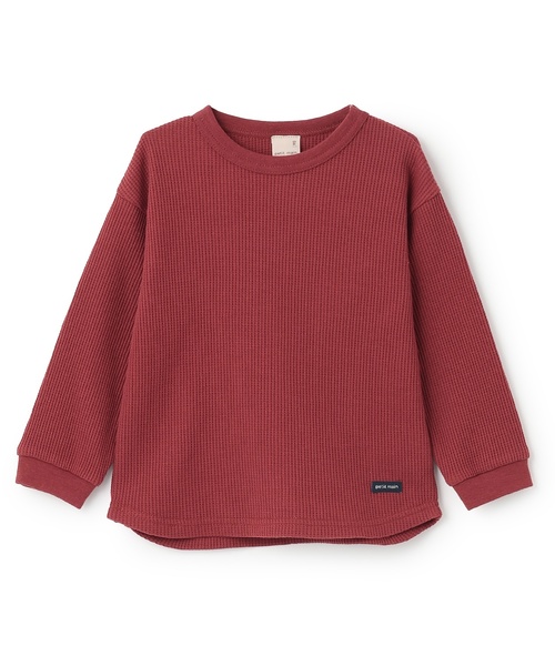 petit main（プティマイン）の「【GOODPRICE】ワッフル長袖Tシャツ（Tシャツ/カットソー・キッズ・グリーン/レッド/ネイビー/ピンク/モカ/キナリ/トップグレー/ブルー・80ｃｍ/90cm/100cm/110cm/130cm/120cm）」の14枚目の写真