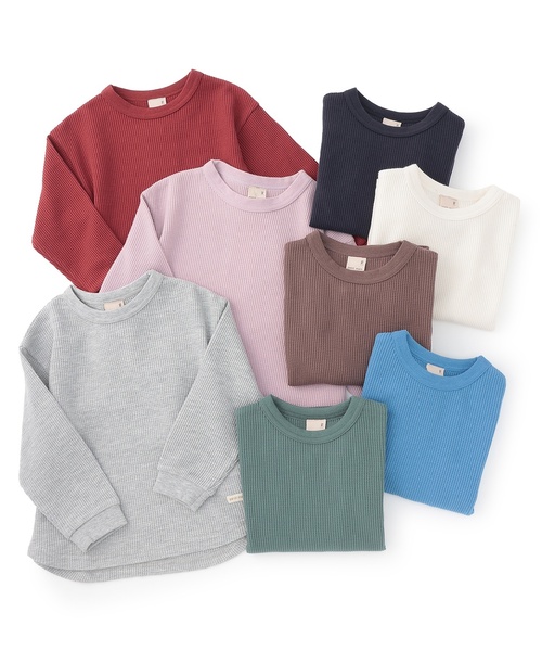 petit main（プティマイン）の「【GOODPRICE】ワッフル長袖Tシャツ（Tシャツ/カットソー・キッズ・グリーン/レッド/ネイビー/ピンク/モカ/キナリ/トップグレー/ブルー・80ｃｍ/90cm/100cm/110cm/130cm/120cm）」の19枚目の写真