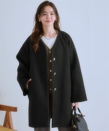 nissen(ニッセン)のフェイクウールノーカラーコート<大きいサイズ有>(ダッフルコート)