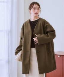 nissen（ニッセン）の「フェイクウールノーカラーコート＜大きいサイズ有＞（ノーカラーコート）」