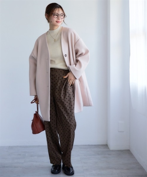 RINEN ノーカラーコート　サイズ3 フェイクウールノーカラーコート＜大きいサイズ有＞（ノーカラーコート