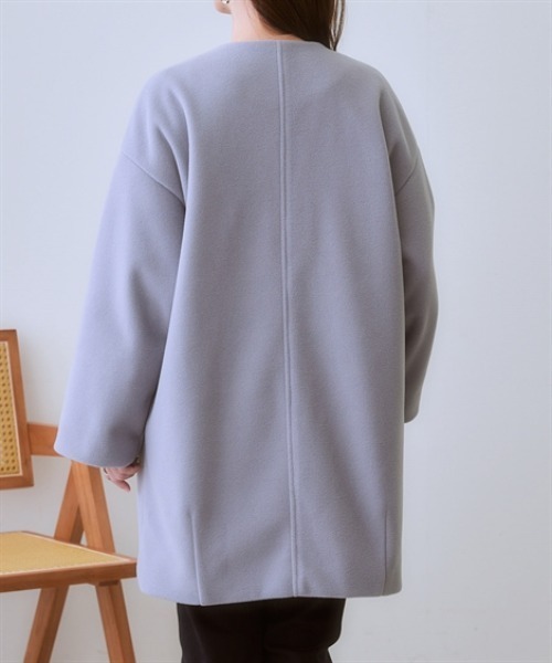 nissen（ニッセン）の「フェイクウールノーカラーコート＜大きいサイズ有＞（ノーカラーコート・レディース・ブラック/サックスブルー/ライトベージュ/モカ・S/M/L/LL/3L）」の13枚目の写真