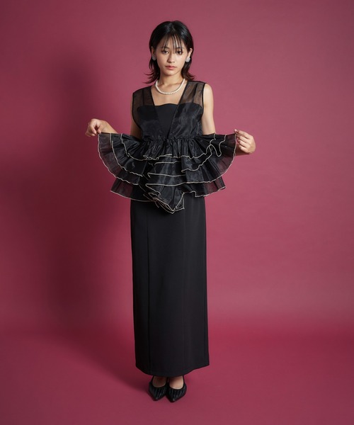 My shawty(マイシャウティー)の「sheer volume top dress(ドレス・レディース・ホワイト×ブラック/ブラック/ライトブルー・SMALL/MEDIUM)」の4枚目の写真