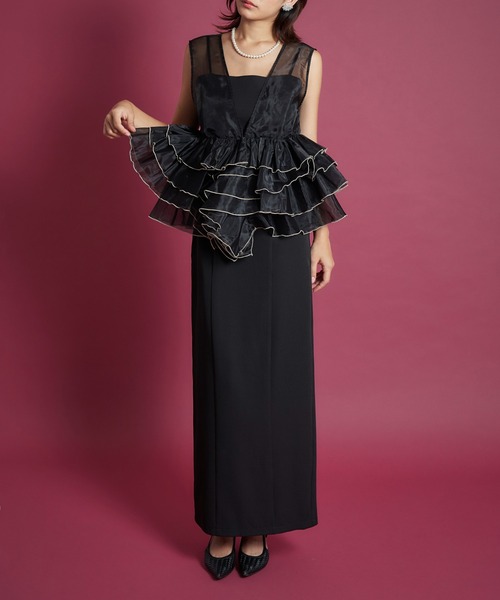 My shawty(マイシャウティー)の「sheer volume top dress(ドレス・レディース・ホワイト×ブラック/ブラック/ライトブルー・SMALL/MEDIUM)」の6枚目の写真