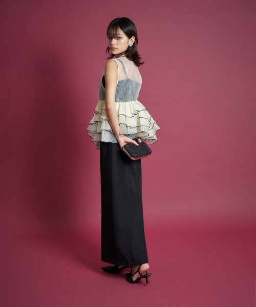 My shawty(マイシャウティー)の「sheer volume top dress(ドレス・レディース・ホワイト×ブラック/ブラック/ライトブルー・SMALL/MEDIUM)」の7枚目の写真