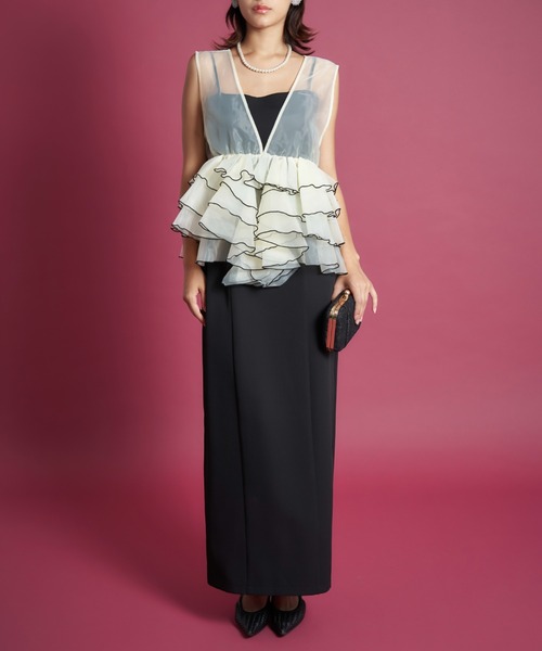 My shawty(マイシャウティー)の「sheer volume top dress(ドレス・レディース・ホワイト×ブラック/ブラック/ライトブルー・SMALL/MEDIUM)」の10枚目の写真
