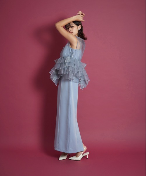 My shawty(マイシャウティー)の「sheer volume top dress(ドレス・レディース・ホワイト×ブラック/ブラック/ライトブルー・SMALL/MEDIUM)」の15枚目の写真