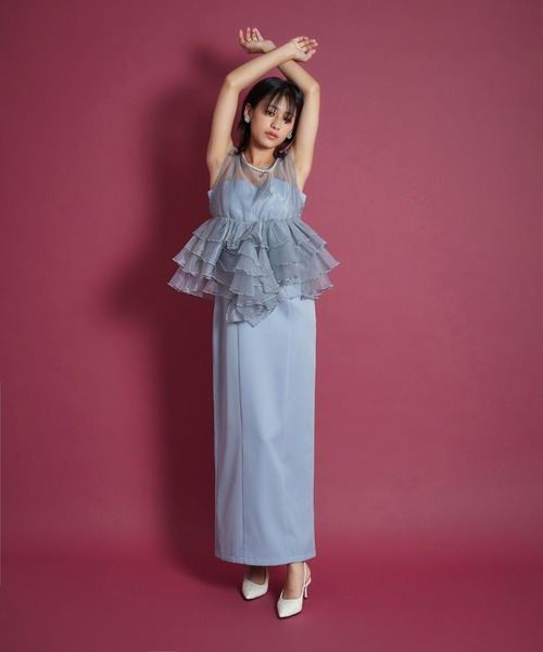 My shawty(マイシャウティー)の「sheer volume top dress(ドレス・レディース・ホワイト×ブラック/ブラック/ライトブルー・SMALL/MEDIUM)」の16枚目の写真