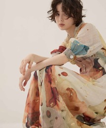 Ameri(A)́yAMERI/AzsSTUDIOUSʒtArt Organdy Dress/A[gI[KW[hX/s[X/H(s[X)