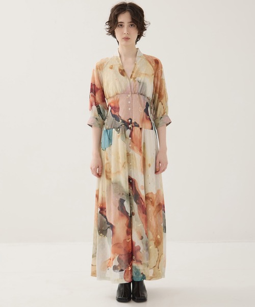 Ameri Vintage DRESS/studious ワンピース AMERI/アメリ】《STUDIOUS別注》Art Organdy Dress/アート