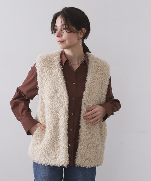 セール】カーリーフェイクファーベスト【洗濯機OK】（ベスト）｜OPAQUE