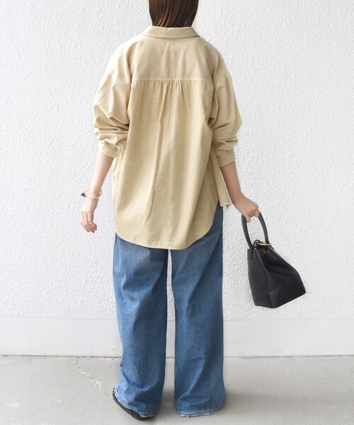 セール】【WEB限定】〈洗濯機可能〉コーデュロイ ギャザー シャツ 羽織