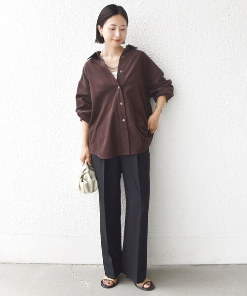 セール】【WEB限定】〈洗濯機可能〉コーデュロイ ギャザー シャツ 羽織