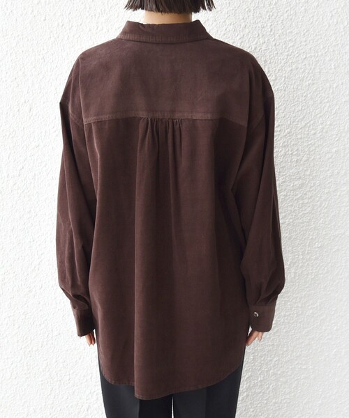 セール】【WEB限定】〈洗濯機可能〉コーデュロイ ギャザー シャツ 羽織