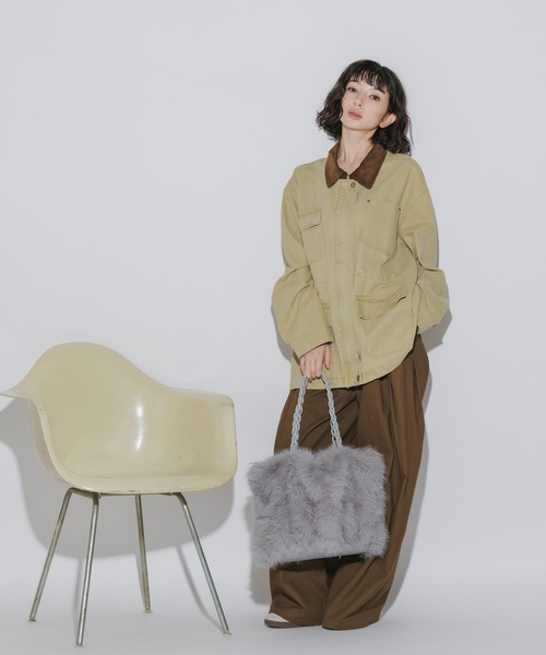 AO2(アオズ)の「Collar Corduroy Panel Design Coveralls / 襟コーデュロイ 切り替えデザイン カバーオール(カバーオール・レディース・カーキ/チャコール/グリーン・FREE)」の20枚目の写真