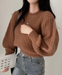 Girly Doll（ガーリードール）の「クルーネックボリュームスリーブショート丈ニット（ニット/セーター・レディース）」