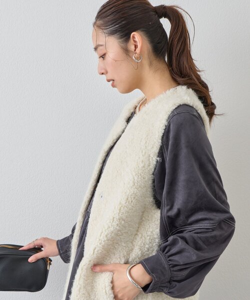 un dix cors(アンディコール)の「《着こなしの幅が広がる》前後2WAYピーチスキンステッチワンピース(ワンピース・レディース・チャコールグレー/グレイッシュベージュ/ピンク・FREE)」の5枚目の写真