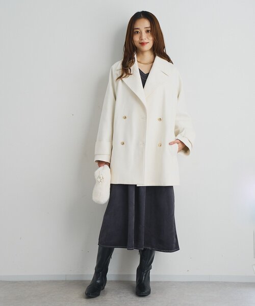 un dix cors(アンディコール)の「《着こなしの幅が広がる》前後2WAYピーチスキンステッチワンピース(ワンピース・レディース・チャコールグレー/グレイッシュベージュ/ピンク・FREE)」の14枚目の写真