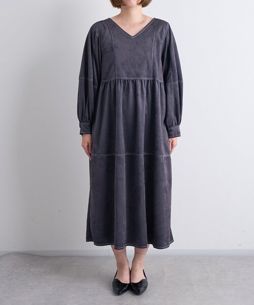 un dix cors(アンディコール)の「《着こなしの幅が広がる》前後2WAYピーチスキンステッチワンピース(ワンピース・レディース・チャコールグレー/グレイッシュベージュ/ピンク・FREE)」の15枚目の写真
