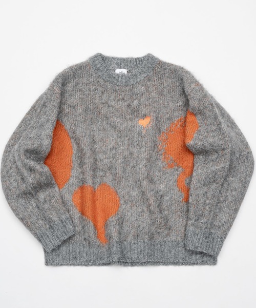 kaoyorinakami（カオヨリナカミ）の「balloon heart knit / バルーンハートニット（ニット/セーター・メンズ・ブラック/グレー・SMALL/MEDIUM/LARGE/X-LARGE）」の2枚目の写真