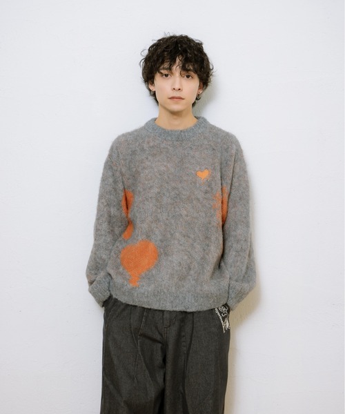 kaoyorinakami（カオヨリナカミ）の「balloon heart knit / バルーンハートニット（ニット/セーター・メンズ・ブラック/グレー・SMALL/MEDIUM/LARGE/X-LARGE）」の19枚目の写真