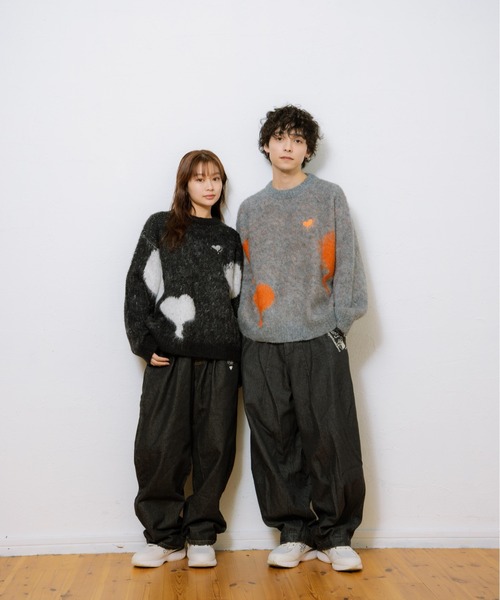 kaoyorinakami（カオヨリナカミ）の「balloon heart knit / バルーンハートニット（ニット/セーター・メンズ・ブラック/グレー・SMALL/MEDIUM/LARGE/X-LARGE）」の8枚目の写真