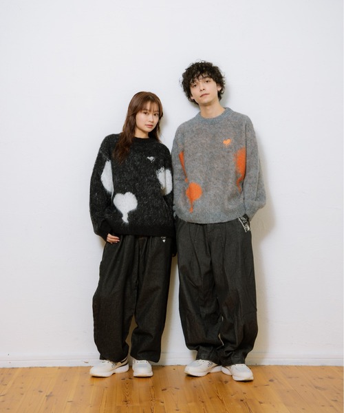 kaoyorinakami（カオヨリナカミ）の「balloon heart knit / バルーンハートニット（ニット/セーター・メンズ・ブラック/グレー・SMALL/MEDIUM/LARGE/X-LARGE）」の14枚目の写真