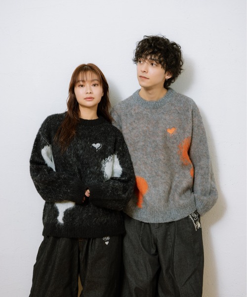kaoyorinakami（カオヨリナカミ）の「balloon heart knit / バルーンハートニット（ニット/セーター・メンズ・ブラック/グレー・SMALL/MEDIUM/LARGE/X-LARGE）」の20枚目の写真