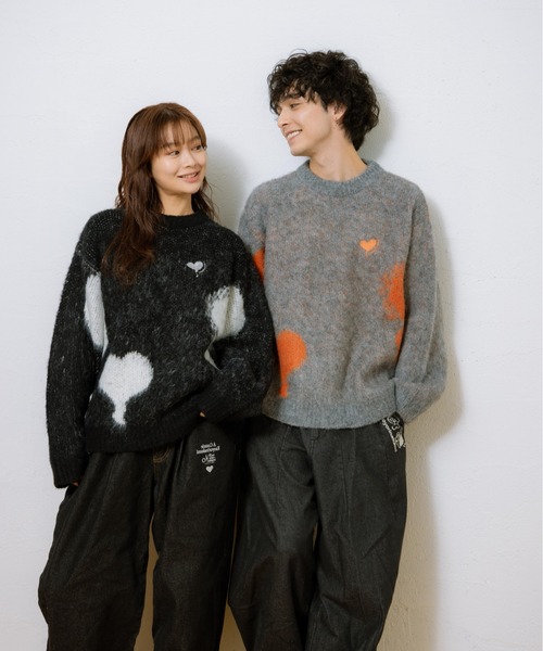 kaoyorinakami（カオヨリナカミ）の「balloon heart knit / バルーンハートニット（ニット/セーター・メンズ・ブラック/グレー・SMALL/MEDIUM/LARGE/X-LARGE）」の5枚目の写真