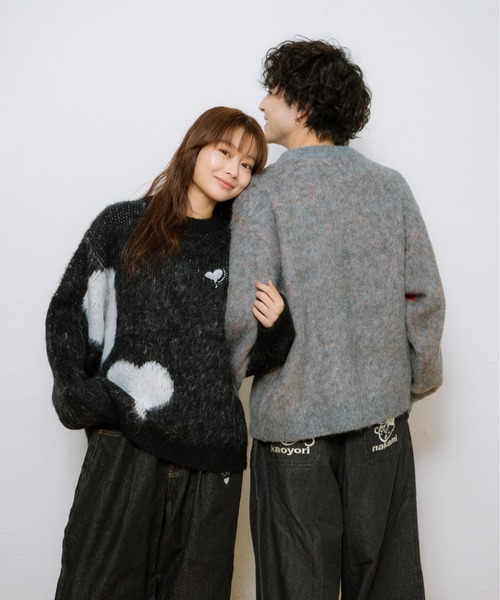 kaoyorinakami（カオヨリナカミ）の「balloon heart knit / バルーンハートニット（ニット/セーター・メンズ・ブラック/グレー・SMALL/MEDIUM/LARGE/X-LARGE）」の10枚目の写真