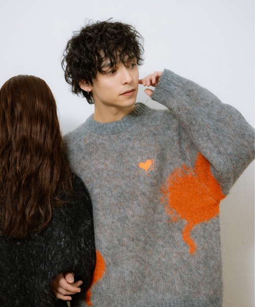 kaoyorinakami（カオヨリナカミ）の「balloon heart knit / バルーンハートニット（ニット/セーター・メンズ・ブラック/グレー・SMALL/MEDIUM/LARGE/X-LARGE）」の22枚目の写真